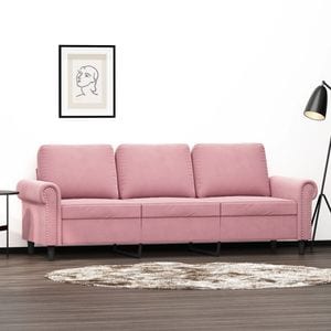 Canapea cu 3 locuri vidaXL, 180 cm, catifea, roz