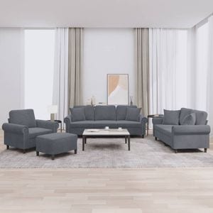 Set canapea cu perne vidaXL, 4 piese, catifea, gri inchis