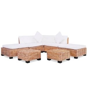 Set canapea vidaXL, 18 piese, ratan natural, maro