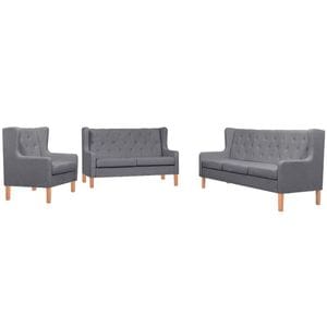Set canapea vidaXL, 3 piese, textil, Gri