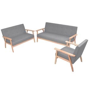 Set canapele 3 piese vidaXL, textil, gri deschis