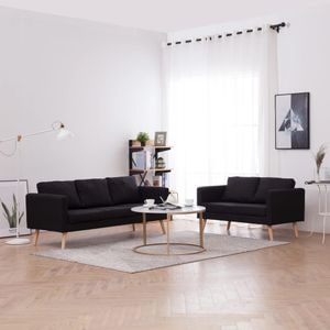 Set canapele vidaXL, 2 piese, material textil, negru