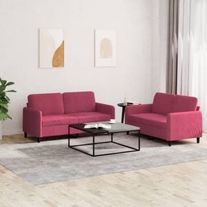 Set canapele vidaXL, 2 piese, catifea, rosu