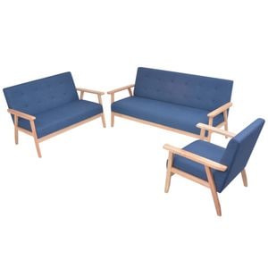 Set cu canapele vidaXL, 2 piese, material textil, albastru