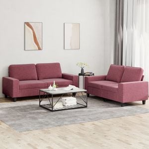 Set de canapea vidaXL, 2 piese, material textil, rosu