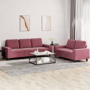 Set de canapea vidaXL, 2 piese, material textil, rosu