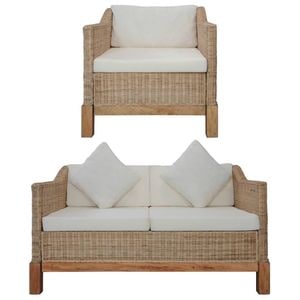 Set de canapele cu perne vidaXL, 2 piese, culoare naturala, ratan, maro