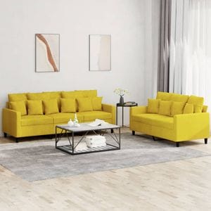 Set de canapele cu perne vidaXL, 2 piese, catifea, galben