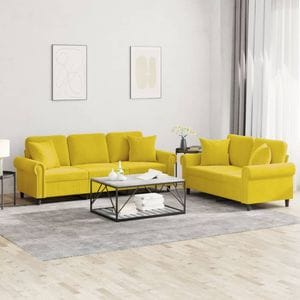 Set de canapele cu perne vidaXL, 2 piese, catifea, galben