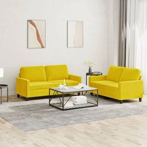 Set de canapele cu perne vidaXL, 2 piese, catifea, galben