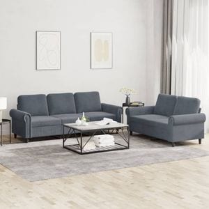 Set de canapele cu perne vidaXL, 2 piese, catifea, gri inchis