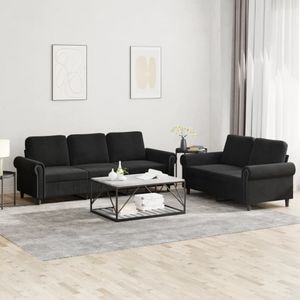 Set de canapele cu perne vidaXL, 2 piese, catifea, negru