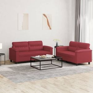 Set de canapele cu perne vidaXL, 2 piese, piele ecologica, rosu