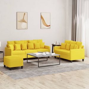 Set de canapele cu perne vidaXL, 3 piese, textil, galben