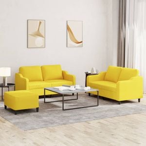 Set de canapele cu perne vidaXL, 3 piese, textil, galben