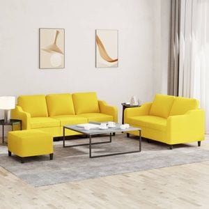 Set de canapele cu perne vidaXL, 3 piese, textil, galben