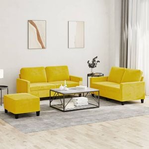 Set de canapele cu perne vidaXL, 3 piese, catifea, galben
