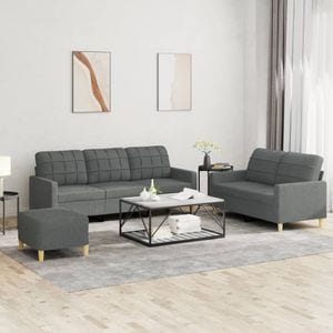 Set de canapele cu perne vidaXL, 3 piese, textil, gri inchis