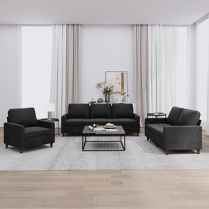 Set de canapele cu perne vidaXL, 3 piese, catifea, negru