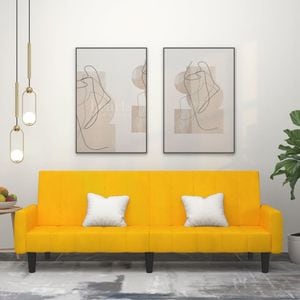 Canapea extensibila cu 2 locuri vidaXL, catifea, galben