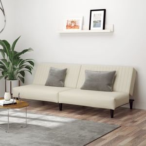 Canapea extensibila cu 2 locuri vidaXL,catifea, crem