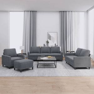 Set de canapele cu perne vidaXL, 4 piese, catifea, gri inchis