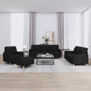 Set de canapele cu perne vidaXL, 4 piese, textil, negru