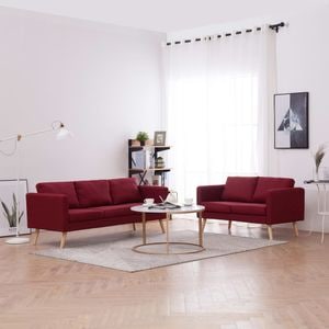Set de canapele vidaXL, 2 piese, material textil, bordo