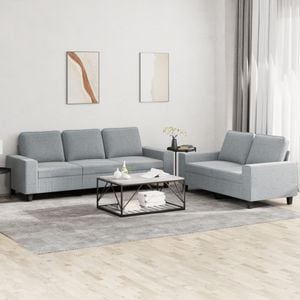 Set de canapele vidaXL, 2 piese, material textil, gri deschis