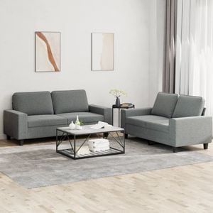 Set de canapele vidaXL, 2 piese, material textil, gri inchis