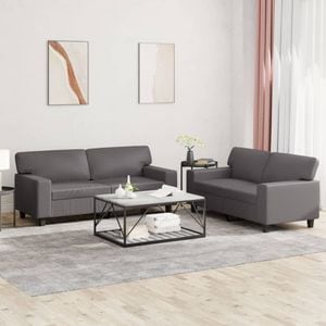 Set de canapele vidaXL, 2 piese, piele ecologica, gri