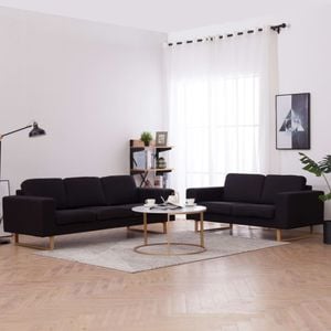 Set de canapele vidaXL, 2 piese, material textil, negru
