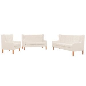 Set de canapele vidaXL, 3 piese, material textil, alb crem