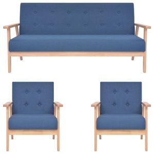 Set canapea si fotolii VidaXL, 3 piese, 158 x 67 x 73.5 cm, albastru
