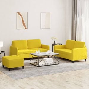 Set de canapele vidaXL, 3 piese, catifea, galben