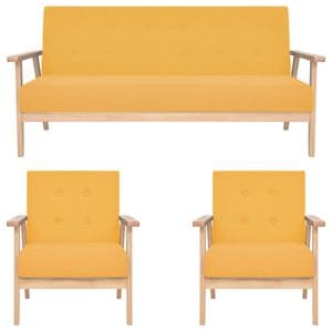 Set canapea si fotolii VidaXL, 3 piese, 158 x 67 x 73.5 cm, galben