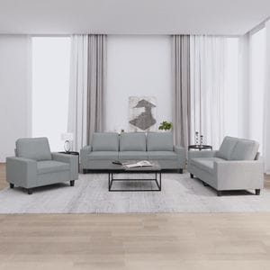 Set de canapele vidaXL, 3 piese, textil, gri deschis
