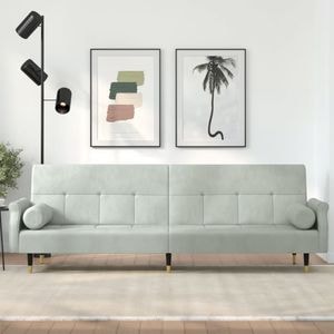 Canapea extensibila cu cotiere vidaXL, catifea, gri deschis
