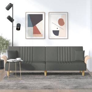 Canapea extensibila cu cotiere vidaXL, textil, gri inchis