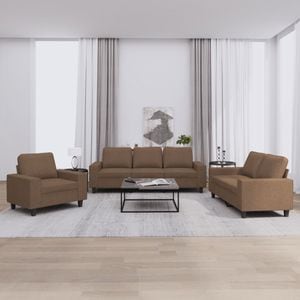 Set de canapele vidaXL, 3 piese, textil, maro