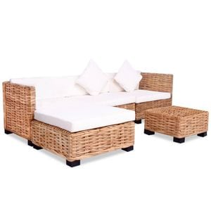 Set mobilier cu canapea 14 piese vidaXL, culoare naturala, ratan, maro