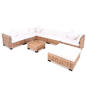 Set mobilier cu canapea 27 piese vidaXL, culoare naturala, ratan, maro