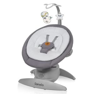 Balansoar, Lionelo, Mell, 2 in 1, Rotire 360 grade, Electric, Cu 3 moduri de leganare, 5 viteze, Cu timer, 12 melodii, Pana la 9 kg, Gri