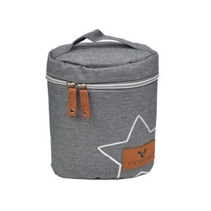 Geanta termica pentru biberoane NOVOKIDS Charlie Thermo Bag, Capacitate 2 biberoane, Inchidere cu fermoar, Material izolator termic, Gri Jeans