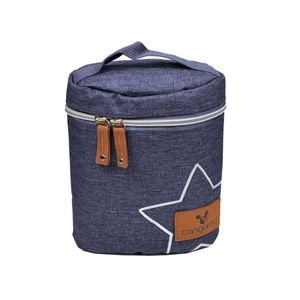 Geanta termica pentru biberoane NOVOKIDS Charlie Thermo Bag, Capacitate 2 biberoane, Inchidere cu fermoar, Material izolator termic, Albastru Denim
