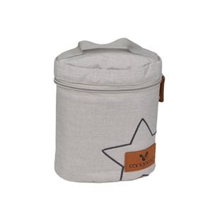 Geanta termica pentru biberoane NOVOKIDS Charlie Thermo Bag, Capacitate 2 biberoane, Inchidere cu fermoar, Material izolator termic, Gri Deschis
