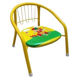 Scaun metalic pentru copii NOVOKIDS Little chair, Sezut moale cu sunete, Pentru interior si exterior, Dimensiuni 36x36x34 cm, Galben