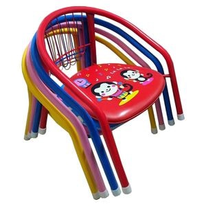 Set 4 scaune metalice pentru copii NOVOKIDS Little chair, Sezut moale cu sunete, Pentru interior si exterior, Dimensiuni 36x36x34 cm, Multicolor