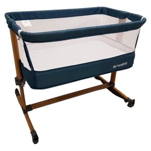 Patut copii transformabil in balansoar bebe Baby Care Babies, Co-Sleeper, Dimensiuni 84X78X50 cm, 7 trepte de inaltime, Saltea inclusa, Albastru Turquoise