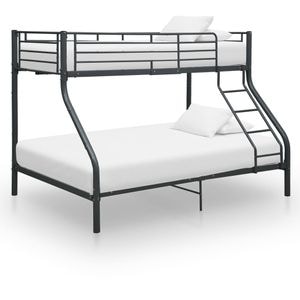 Cadru de pat supraetajat vidaXL, 140 x 200/90 x 200 cm, metal, negru